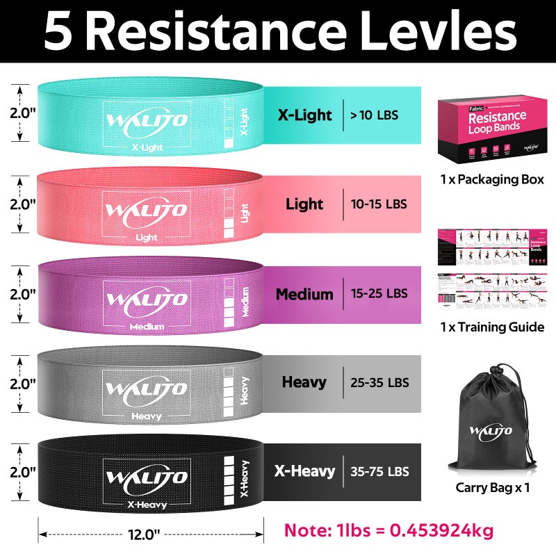 WALITO Fabric Resistance Bands for Working Out - Exercise Bands for Women and Men - Booty Bands for Legs - Thigh Bands for Workout - Fitness Bands for Yoga  Pilates  Physical Therapy and Home - Image 2